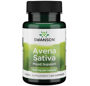 Swanson Full Spectrum Avena Sativa 400mg green oat grass herbal supplement bottle front label 60 capsules