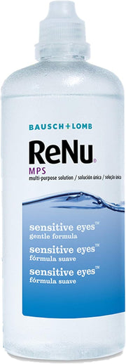 Bausch & Lomb ReNu MPS bottle for sensitive eyes on a white background