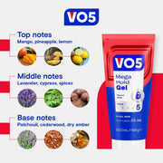 VO5 Mega Hold Hair Gel 50ml ingredients information panel