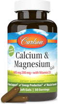 Carlson Gélules Calcium Magnésium 2:1 avec Vitamine D3