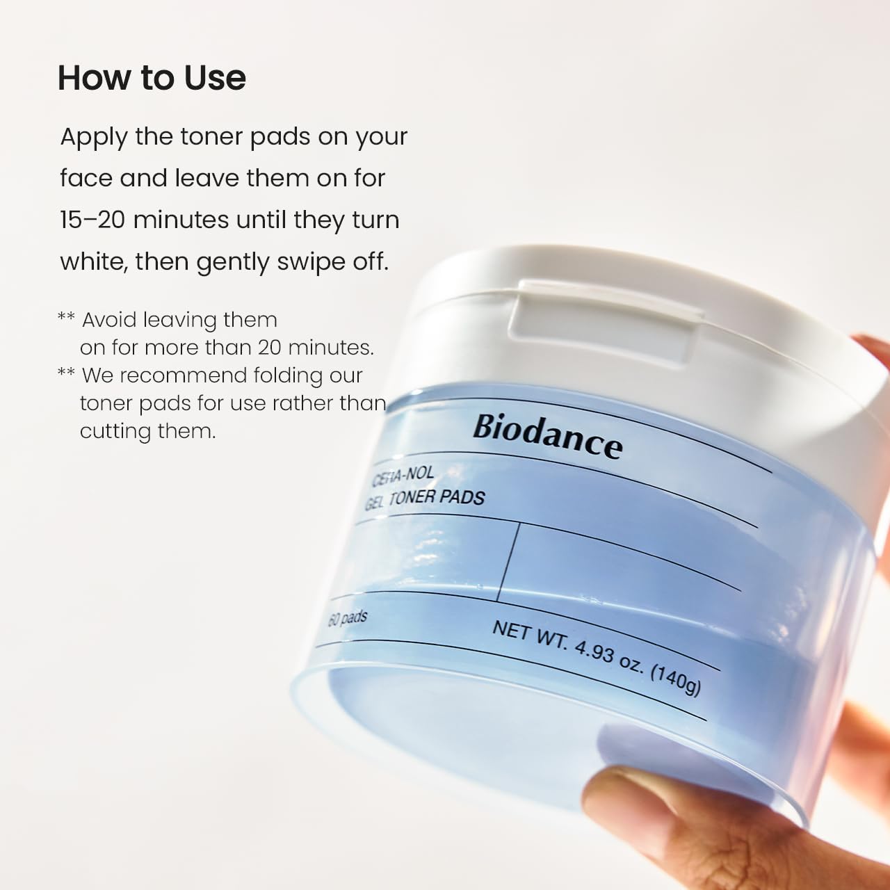 Biodance Cera-Nol Hydrogel Toner Pads 60 Pads application guide for daily facial care