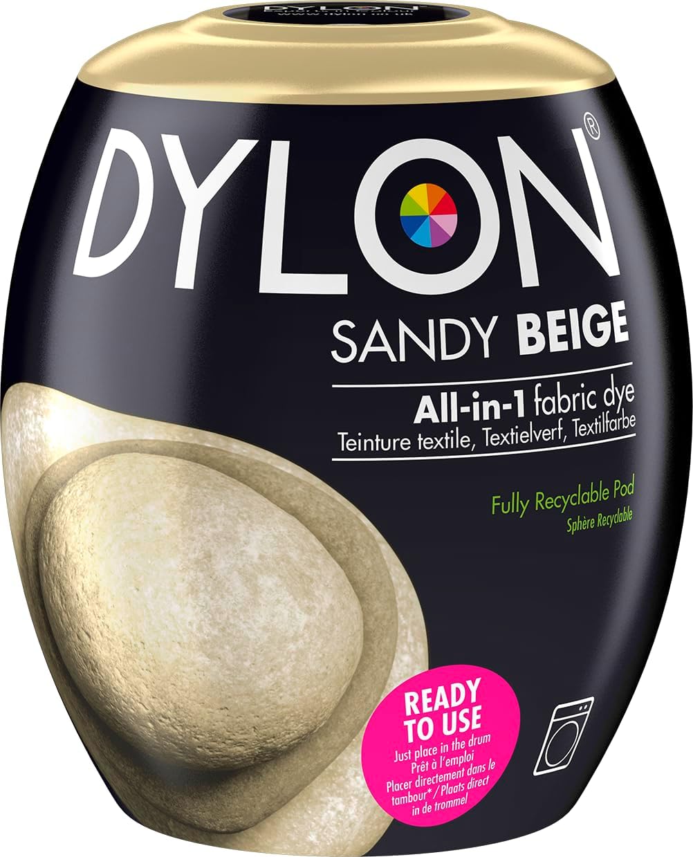 Dylon All-in-1 Washing Machine Fabric Dye Pod Sandy Beige 350g packaging