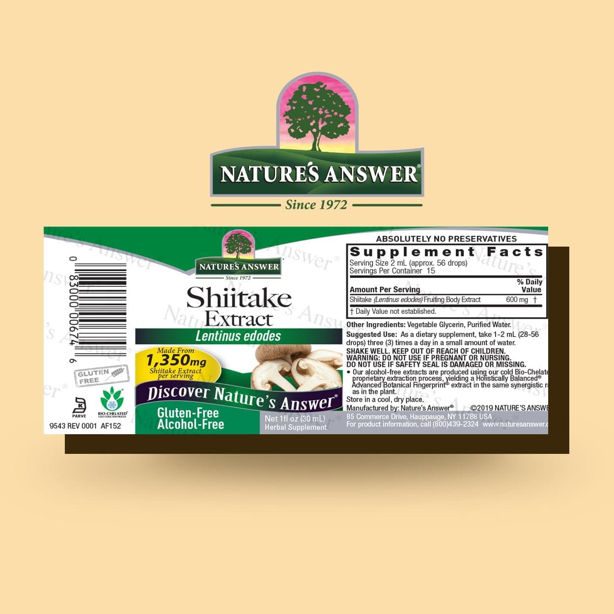 Nature’s Answer Shiitake Mushroom Alcohol-Free Liquid Extract 30ml barcode image