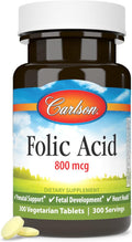Carlson Folic Acid 800 mcg Vegetarian Tablets - 300 Count