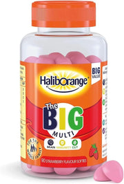 Front Image: Haliborange Big Multi softies strawberry gummies 90 count bottle