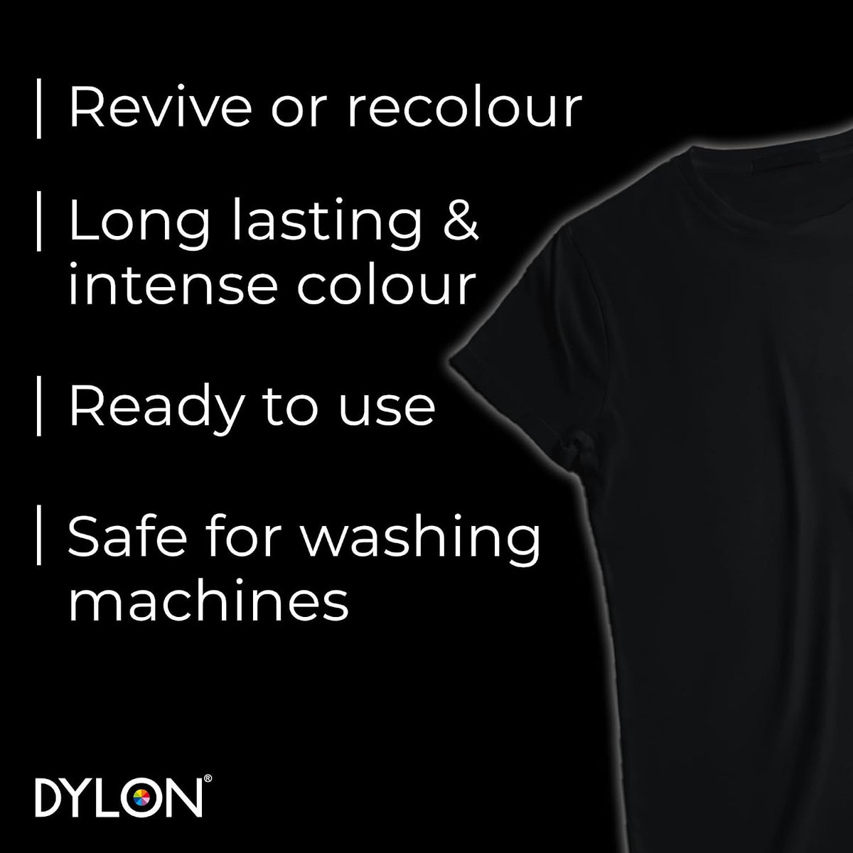 Dylon Wash & Dye Intense Black Powder Fabric Dye 350g used for clothing and household textiles