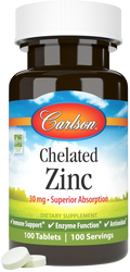 Comprimés de zinc chélaté Carlson 30 mg - 100 unités