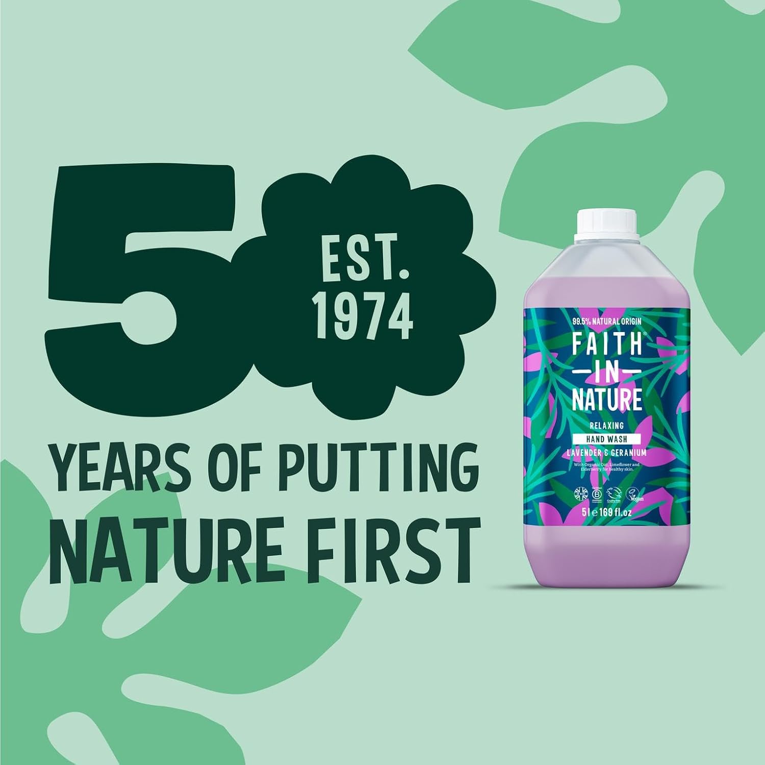 Faith In Nature Lavender & Geranium Hand Wash Refill 5L bottle product information