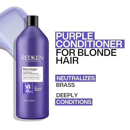 Redken Blondage Color Depositing Purple Conditioner bottle, 1000ml, formulation.