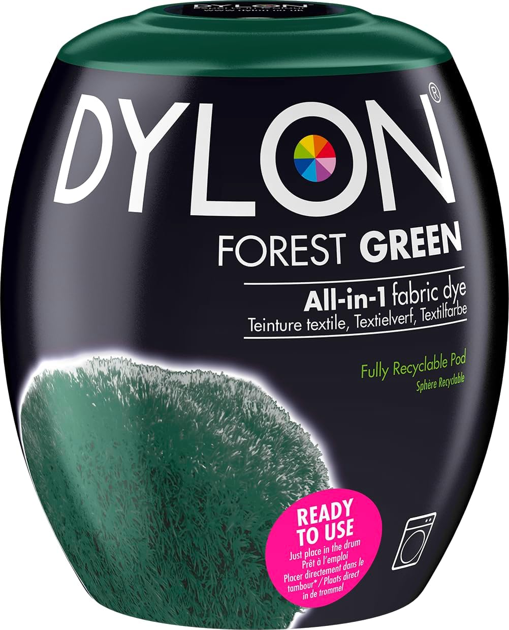 Dylon All-in-1 Fabric Dye Pod Forest Green 350g single dye pod packaging