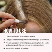 Color Wow Root Cover Up Platinum Blonde 2.1g application guide for roots and hairline