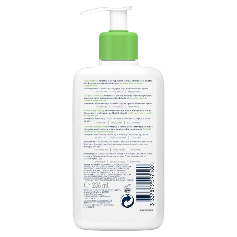 CeraVe Hydrating Cleanser barcode on fragrance free cleanser bottle 236ml
