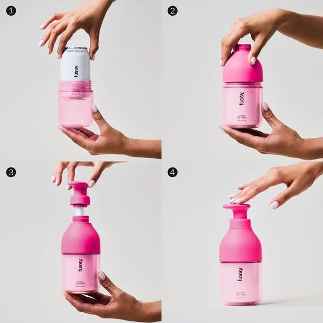 Fussy Natural Body Wash Refill Coconut Milk coconut almond vanilla fragrance 320ml refill can how to use