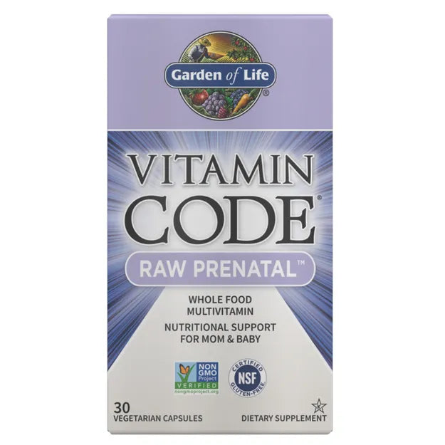 Garden of Life Vitamin Code Raw Prenatal Multivitamin box 30 vegan capsules