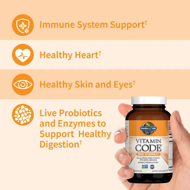 Garden of Life RAW Vitamin C 500mg with Probiotics - 60 Capsules