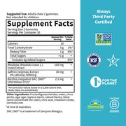 Supplement facts panel for Herbals Stress Relief Gummies showing ingredient list.