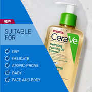 CeraVe Hydrating Foaming Oil Cleanser facial cleanser pump bottle 473ml skincare use