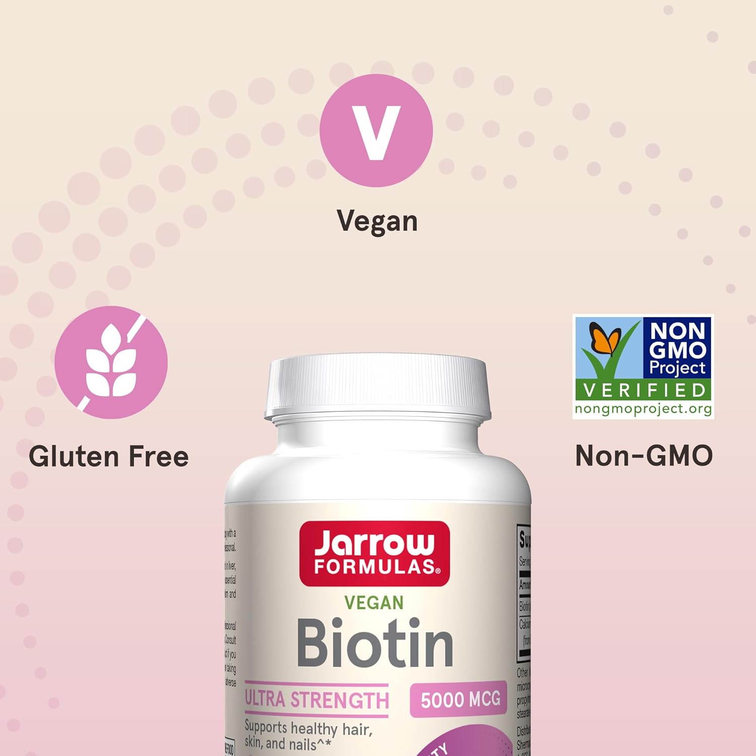 Jarrow Formulas Biotin 5000mcg Supplement - 100 Veggie Capsules