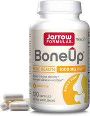Front Image: Jarrow Formulas BoneUp calcium 1000mg D3 K2 capsules bottle front packaging 120 count
