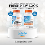 Doctor's Best Trans-Resveratrol, bottle packaging, unflavoured, 200mg, 60 veggie capsules, new packaging