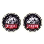 Front image: Uppercut Deluxe Matte Pomade 100g tin medium hold matte styling product 2 packs