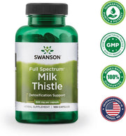 Swanson Full Spectrum Milk Thistle 500mg 100 Vegan Capsules Pack of 2