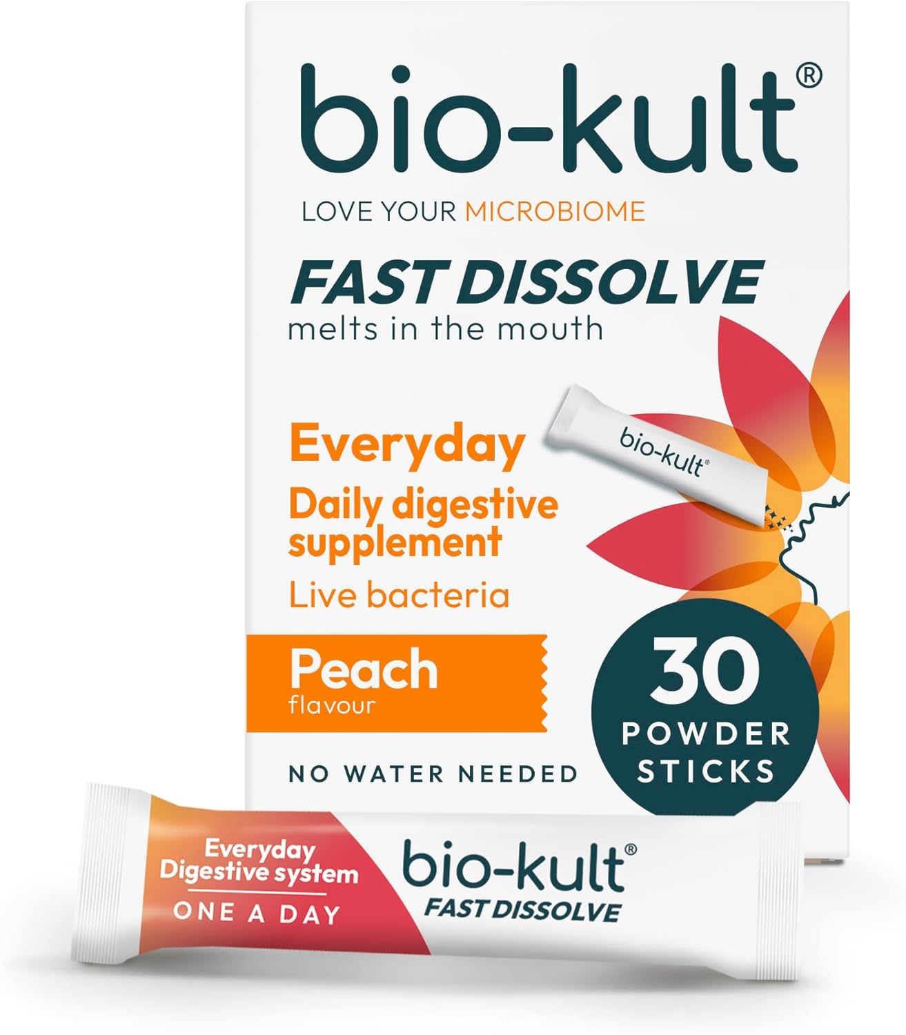 Bio-Kult Fast Dissolve Peach Powder Sticks 30 Sachets & box