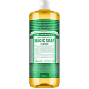 Dr. Bronner's Almond Pure-Castile Liquid Soap bottle, almond scent, 945ml