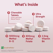 Jarrow Formulas methyl b12 5000mcg methyl folate 800mcg chewable tablets daily supplement use 60 count
