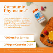 Doctor's Best Curcumin Phytosome, bottle packaging, unflavoured, 1000mg, 60 or 180 veggie capsules, daily use instructions
