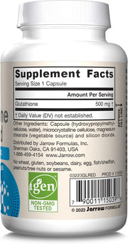 Jarrow Formulas Glutathione Reduced - 500mg  60-150 Veggie Capsules