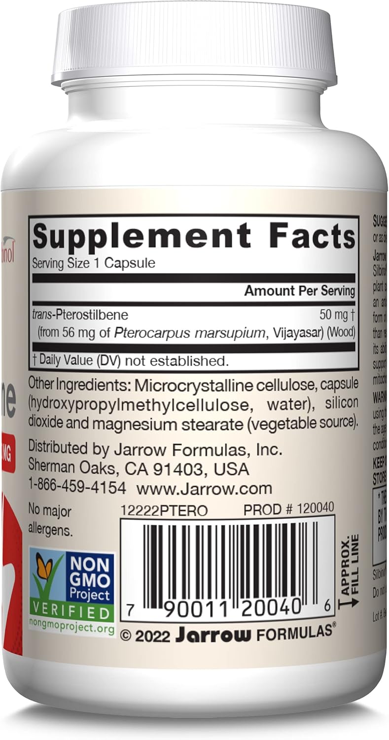 Barcode Image: Jarrow Formulas trans pterostilbene 50mg veggie capsules 60 count barcode packaging