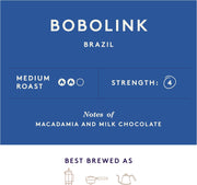 Union Bobolink Brazil Cafetiere Grind Coffee - 200g