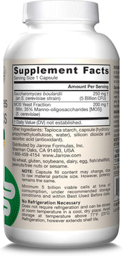 Supplement Facts Image: Jarrow Formulas Saccharomyces Boulardii MOS supplement facts ingredients capsules