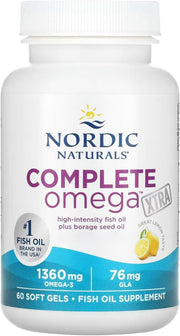 Nordic Naturals Complete Omega Xtra lemon flavor soft gel bottle, 60 count supplement.