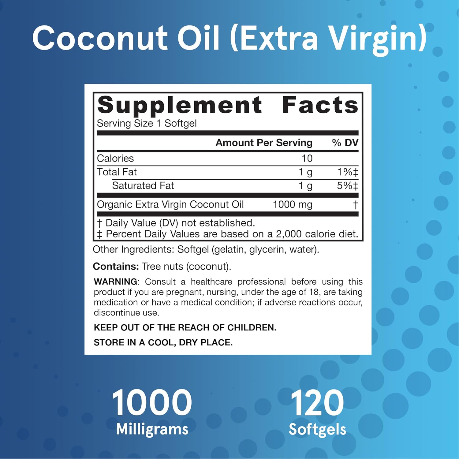 Jarrow Formulas Extra Virgin Coconut Oil 1000mg Softgels - 120 Count