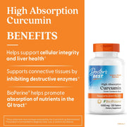 Doctor's Best High Absorption Curcumin, bottle packaging, unflavoured, 1000mg, 120 tablets, daily dietary supplement use