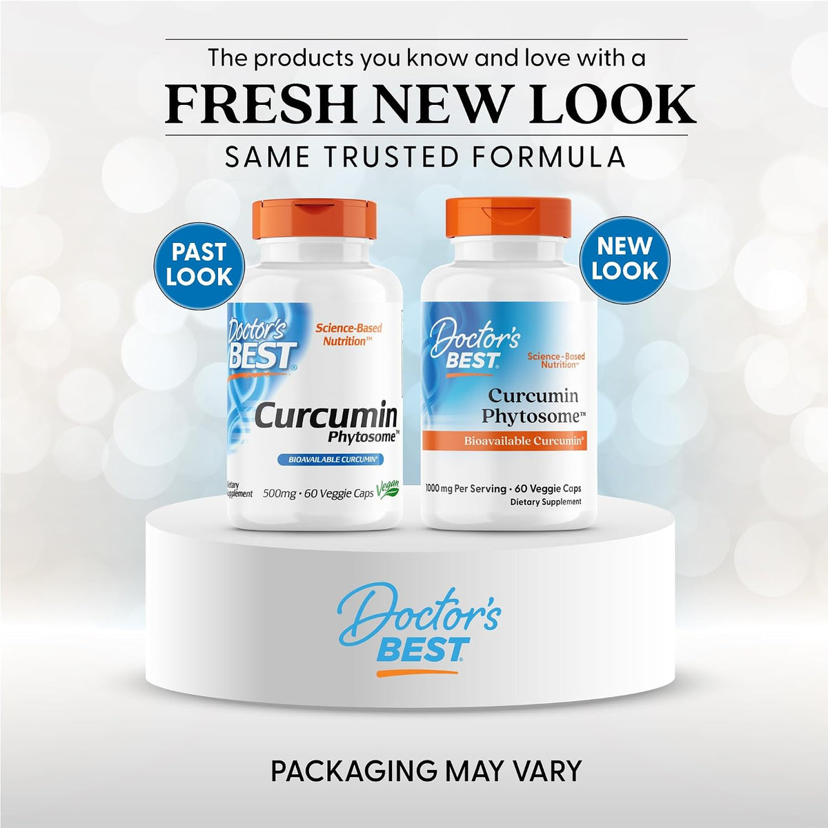 Doctor's Best Curcumin Phytosome, bottle packaging, unflavoured, 1000mg, 60 or 180 veggie capsules, new packaging