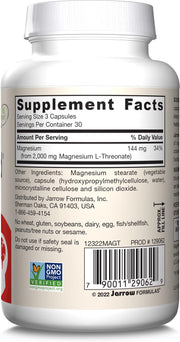 Jarrow Formulas MagMind magnesium L-threonate capsules barcode 90 count