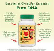 ChildLife Essentials Pure DHA key benefits omega 3 DHA EPA 90 softgels