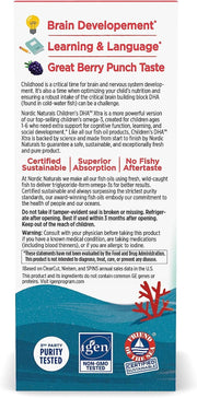 Supplement facts and ingredient list for Nordic Naturals DHA Xtra box.