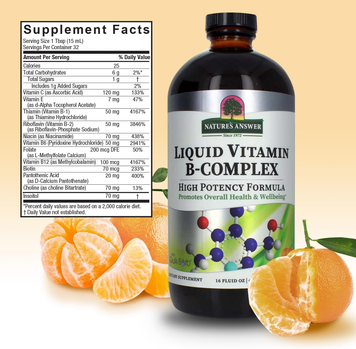 Nature’s Answer Liquid Vitamin B-Complex 480ml supplement facts label
