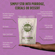 Pulsin Unflavoured Vegan Rice Protein Powder - 1kg, 8.1g Protein per Serving