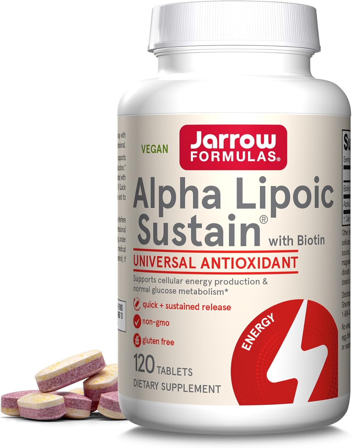 Jarrow Formulas Alpha Lipoic Sustain with Biotin 120 Tablets