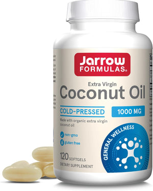 Front Image: Jarrow Formulas coconut oil 1000mg softgels bottle 120 count