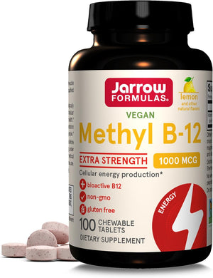 Front Image: Jarrow Formulas Methyl B-12 1000mcg chewable tablets lemon bottle 100 count