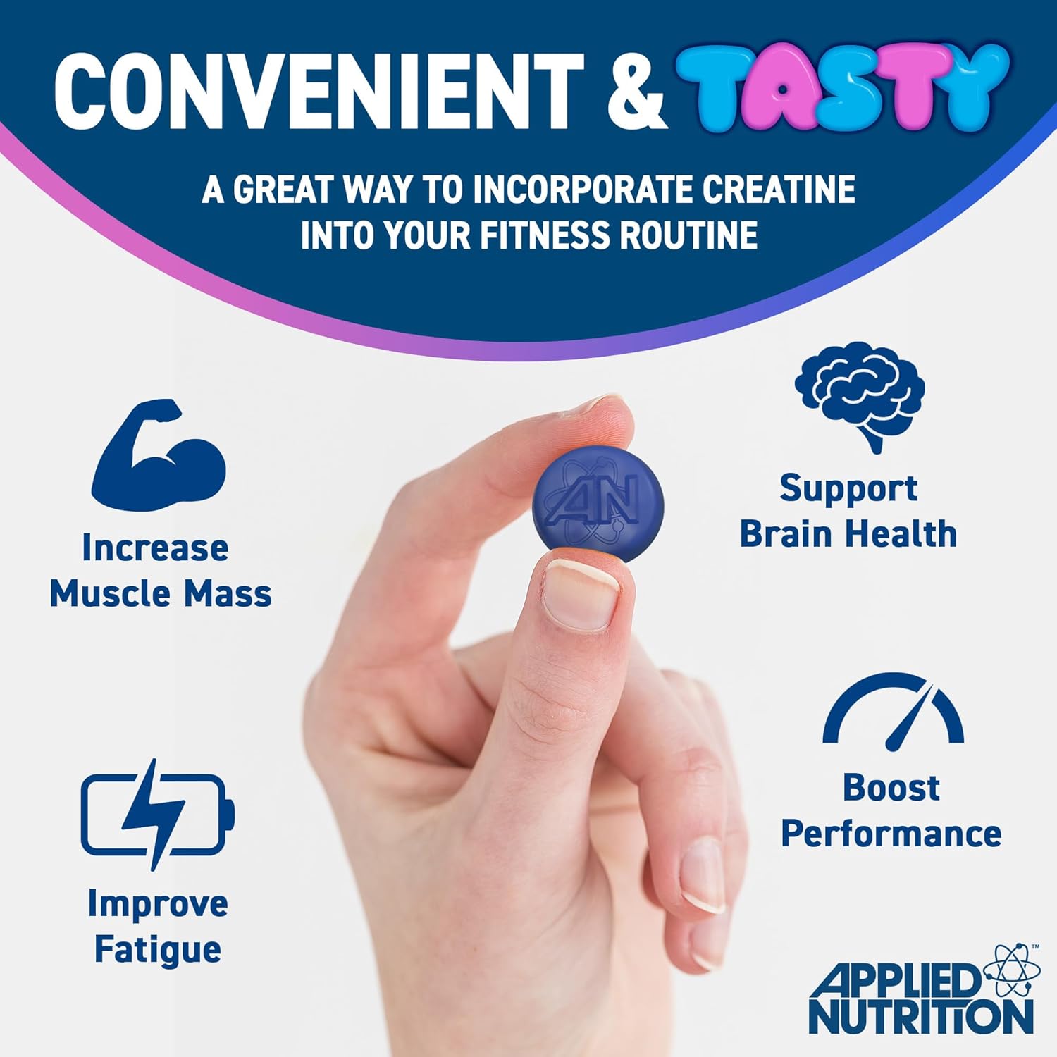 Lifestyle/use image: Applied Nutrition creatine gummies fitness routine blackcurrant 80 count