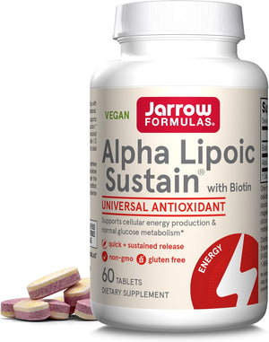 Front Image: Jarrow Formulas Alpha Lipoic Sustain 300mg 60 tablets front packaging bottle