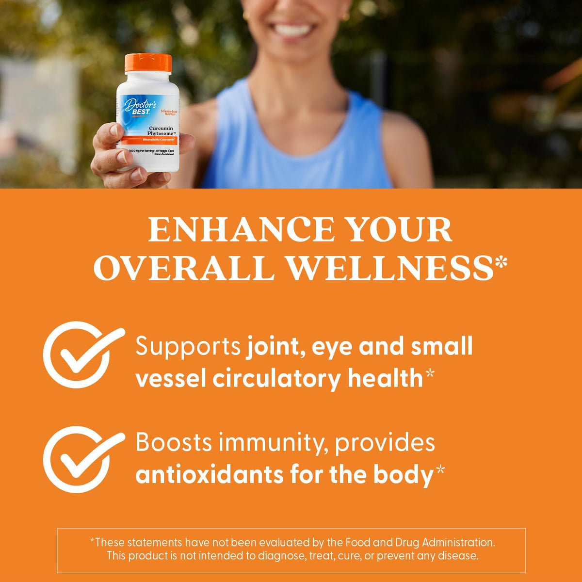 Doctor's Best Curcumin Phytosome, bottle packaging, unflavoured, 1000mg, 60 or 180 veggie capsules, daily dietary supplement use