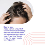 E45 Leave-In Scalp Serum usage instructions on scalp care bottle 150ml
